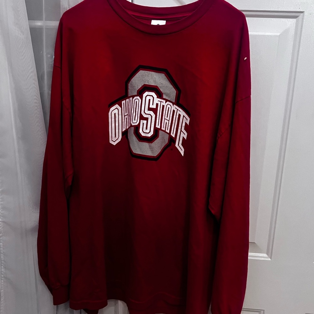 Ohio State Men's Long Sleeve Red Tee Shirt Cotton XXL 2XL